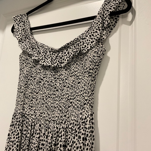 Express - black and white cheetah print maxi dress, off the shoulder straps - Picture 2 of 2